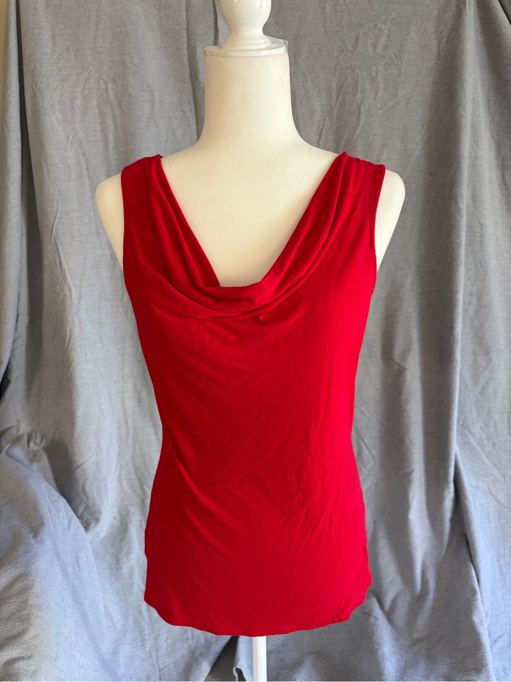 Red Sleeveless Cowl Neck Women's Top